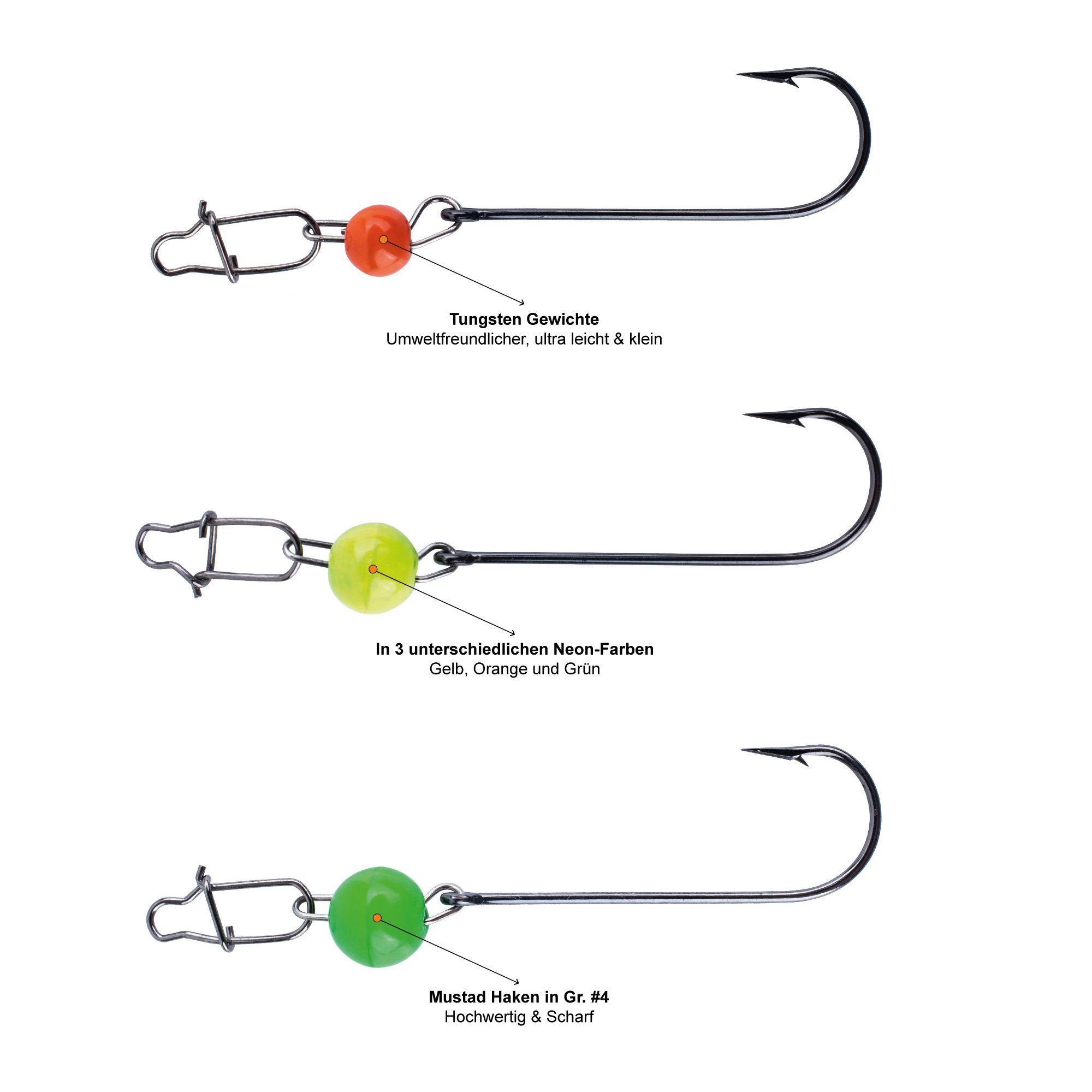 Zite Forellenhaken Cheburashka Montagen neon - UL Tungsten Rigs 0,6-3g - Kugelgewichte