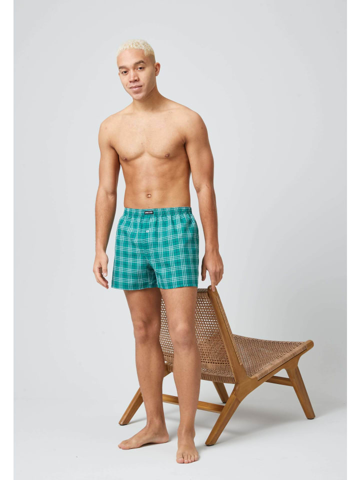 SNOCKS American Woven Boxershorts aus Bio-Baumwolle 3 Stück in Mix (Grüne Muster) günstig kaufen