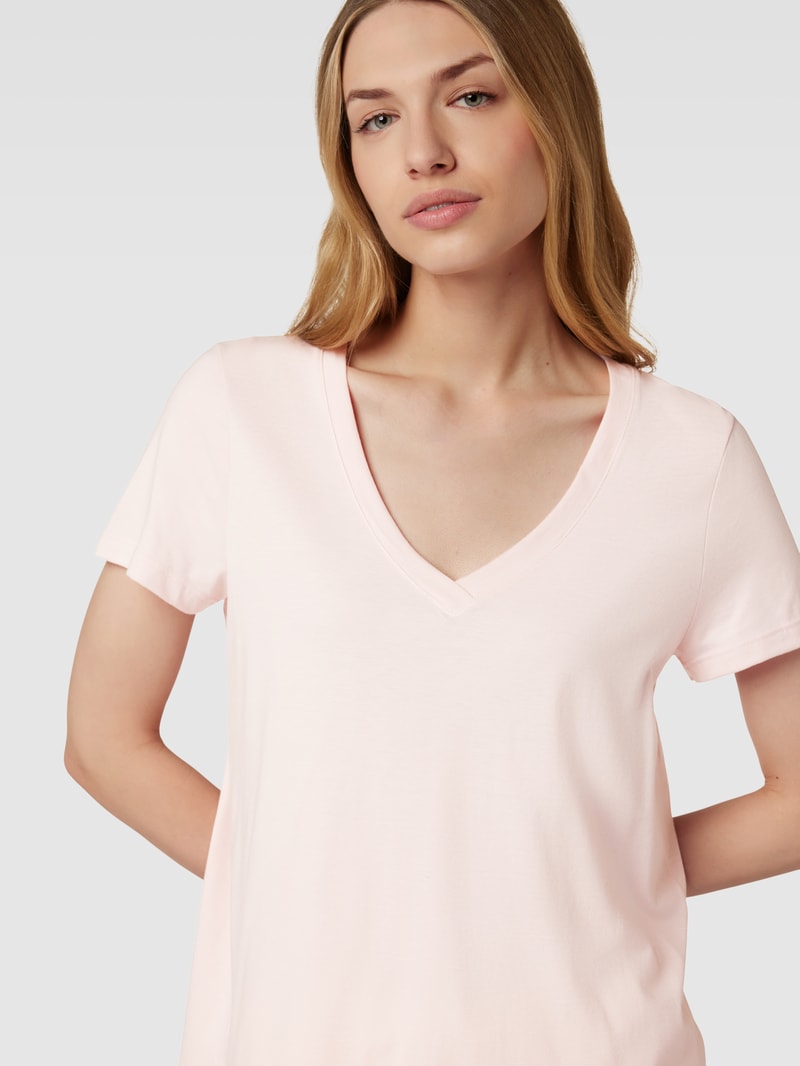 T-Shirt mit abgerundetem V-Ausschnitt Modell 'Sleep&Lounge' in hellrosa