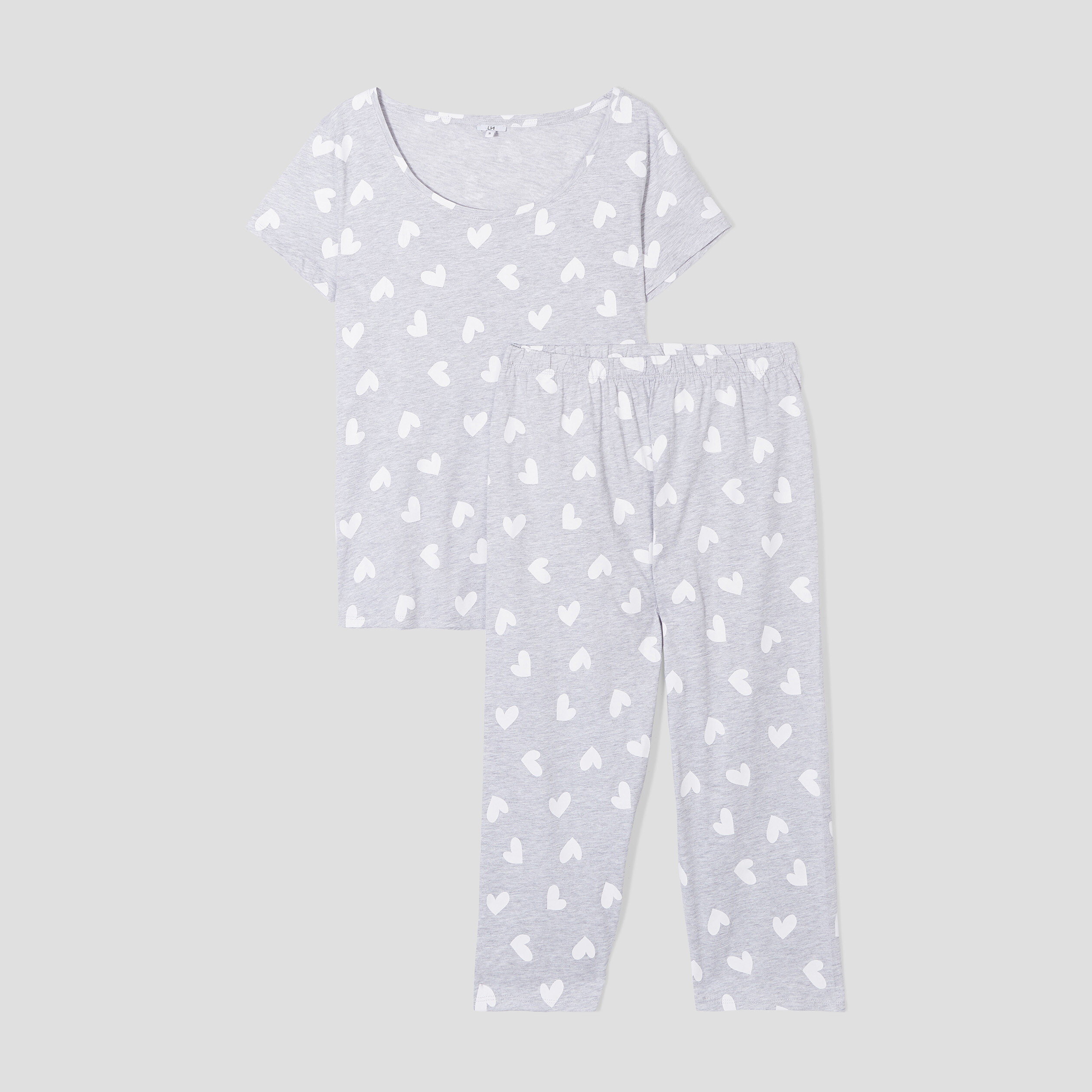 Ensemble pyjama corsaire 2 pièces coton gris femme | La Halle