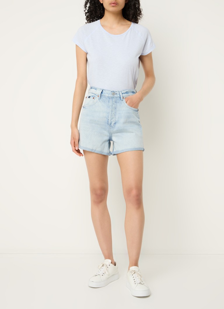 Denham Rini, pantaloni scurți din denim cu talie înaltă și croială dreaptă
