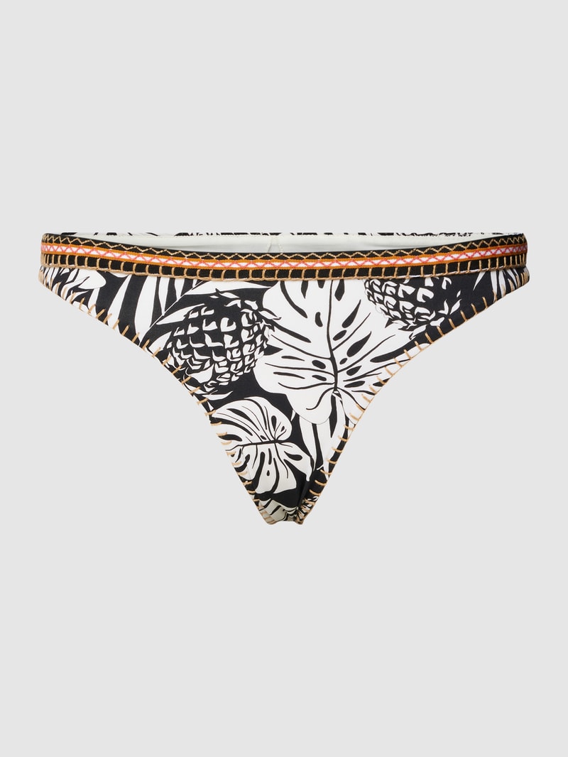 Bikini-Slip mit floralem Print Modell 'WINA' in schwarz