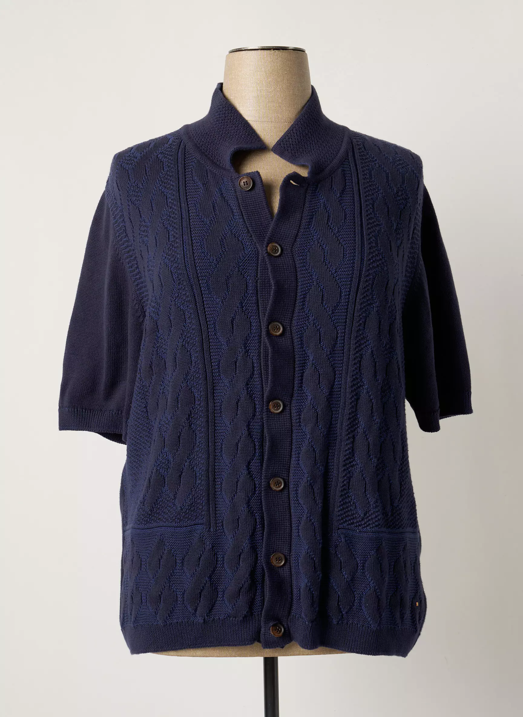 L Impeccable Marcel Gilets Manches Courtes Femme couleur bleu