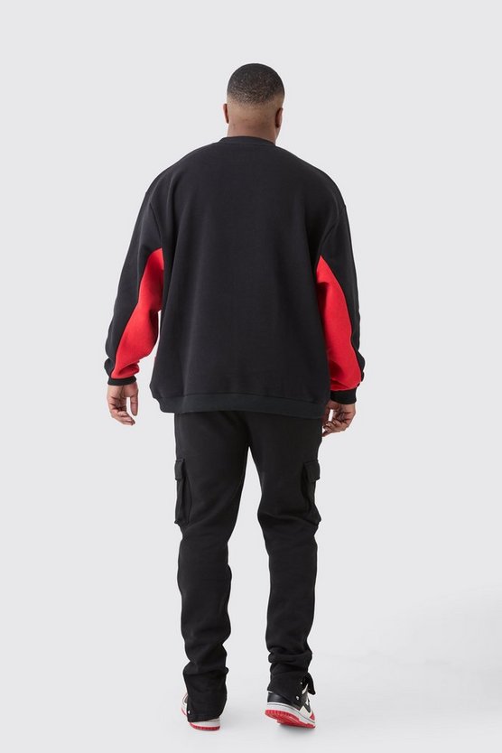 Plus Oversize Colorblock Sweatshirt mit Logo