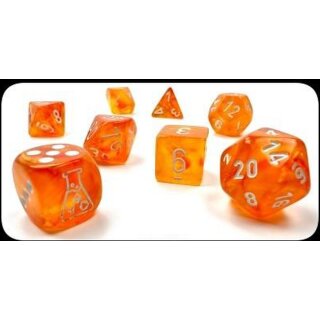 Borealis® Polyhedral Blood Orange/white Luminary™ 7-Die Set (7)