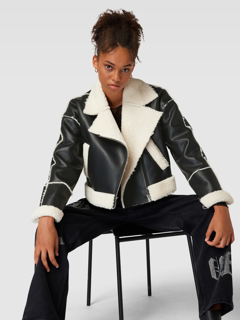 Bikerjacke mit Teddyfutter in camel