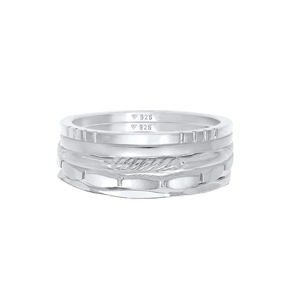 Elli Elli Bague Anneau de dame empilé bande 5er Set en argent sterling 925 Bague