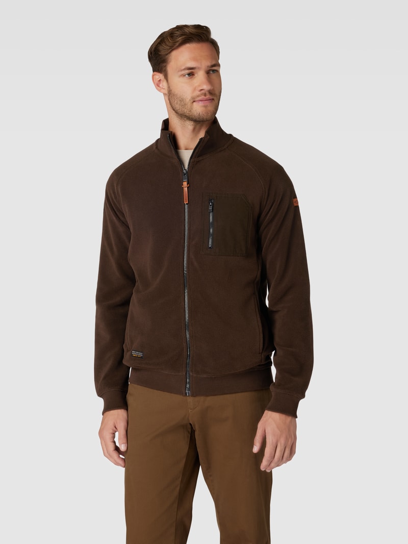 Fleecejacke mit Brusttasche in dunkelbraun