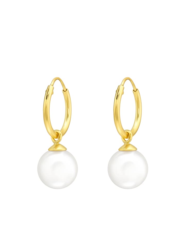 Alexander York Ohrringe, Creolen CHARM-PERLE in Gold aus 925 Sterling Silber, 2-tlg. günstig kaufen onesize