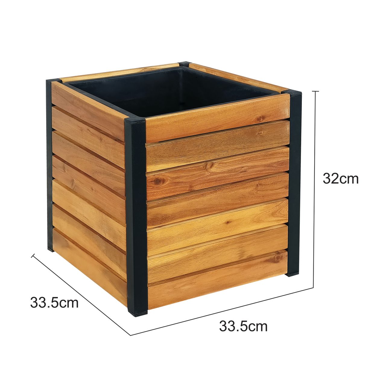 Hardin 1fachgut Holz Pflanzkübel, Pflanzkübel, Blumenkasten, Blumenkübel 33,5 x 33,5 x 32 cm FSC braun