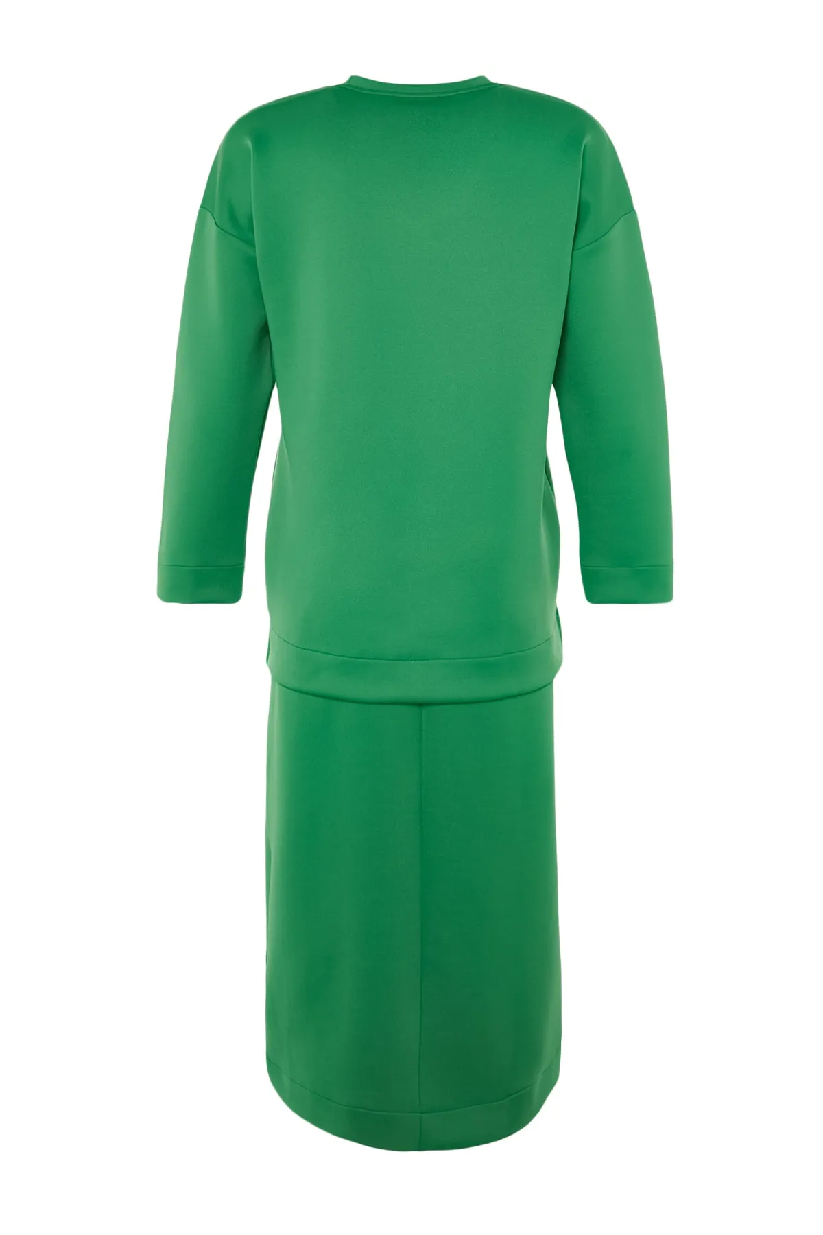Trendyol Modest  Grünes Scuba-Tunika-Rock-Strickset mit Schnürdetail auf der Vorderseite TCTSS23US00013