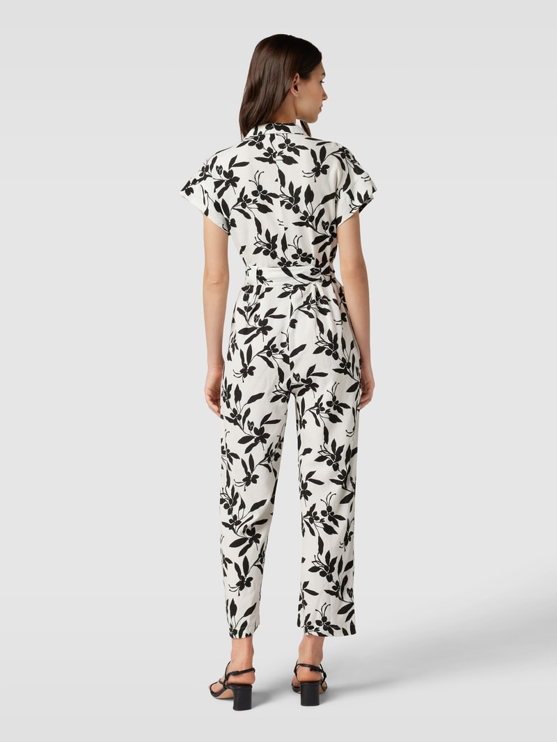 Jumpsuit mit floralem Allover-Muster in ecru
