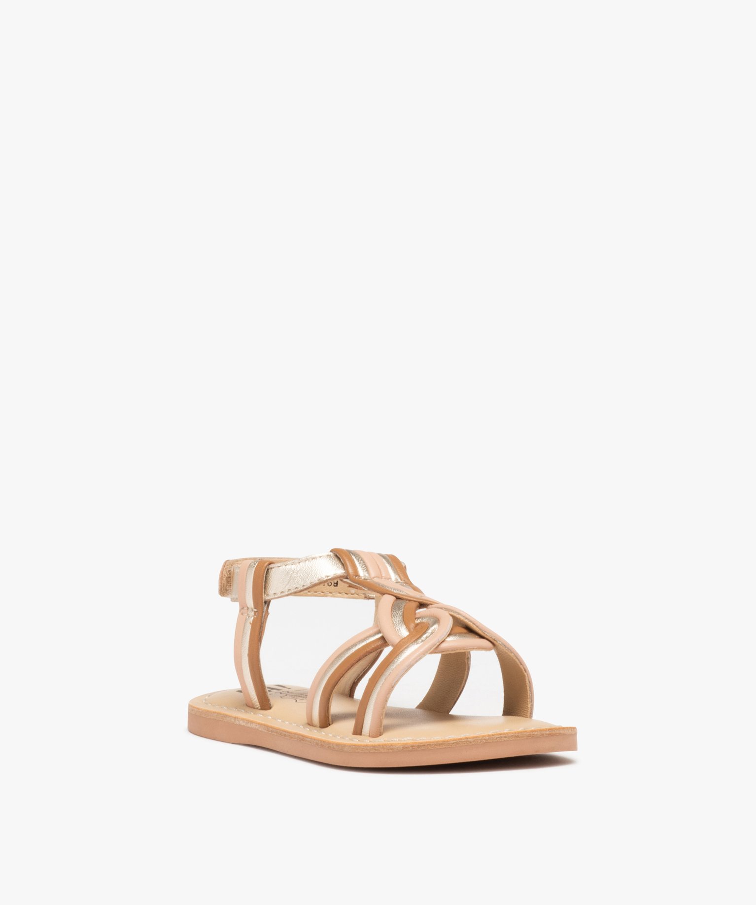 Sandales bébé fille en cuir à brides tressées effet mét... multicolore | GEMO