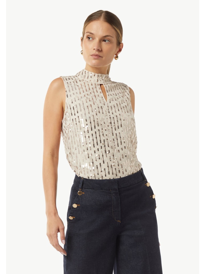comma Bluse ärmellos in Beige günstig kaufen