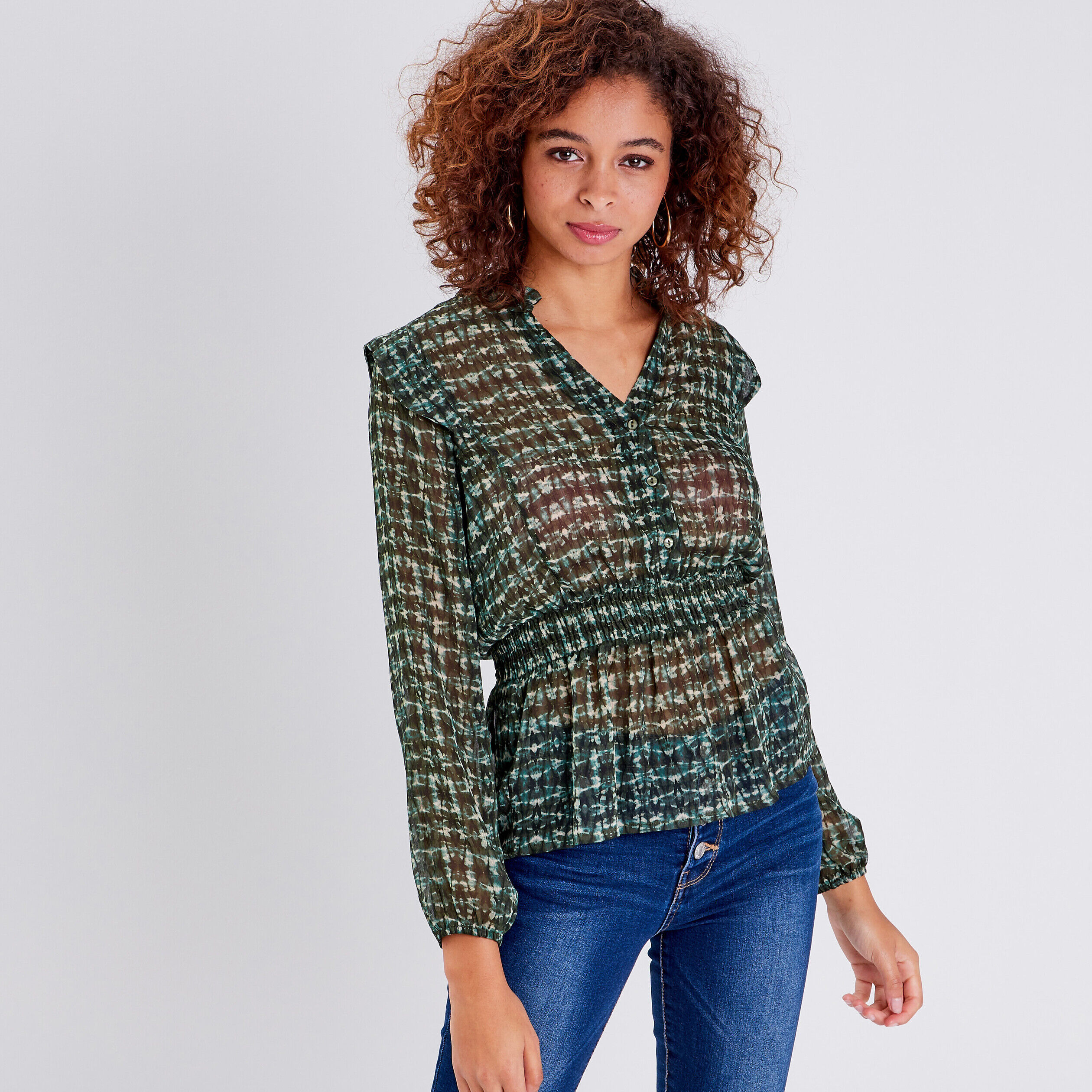 Blouse manches longues blanc femme | Cache Cache