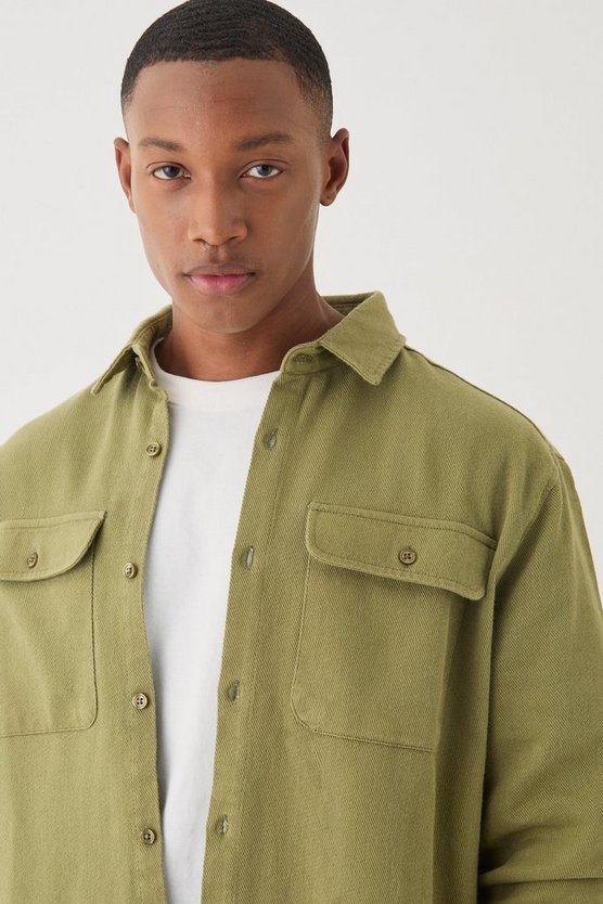 Textured Button Through Overshirt