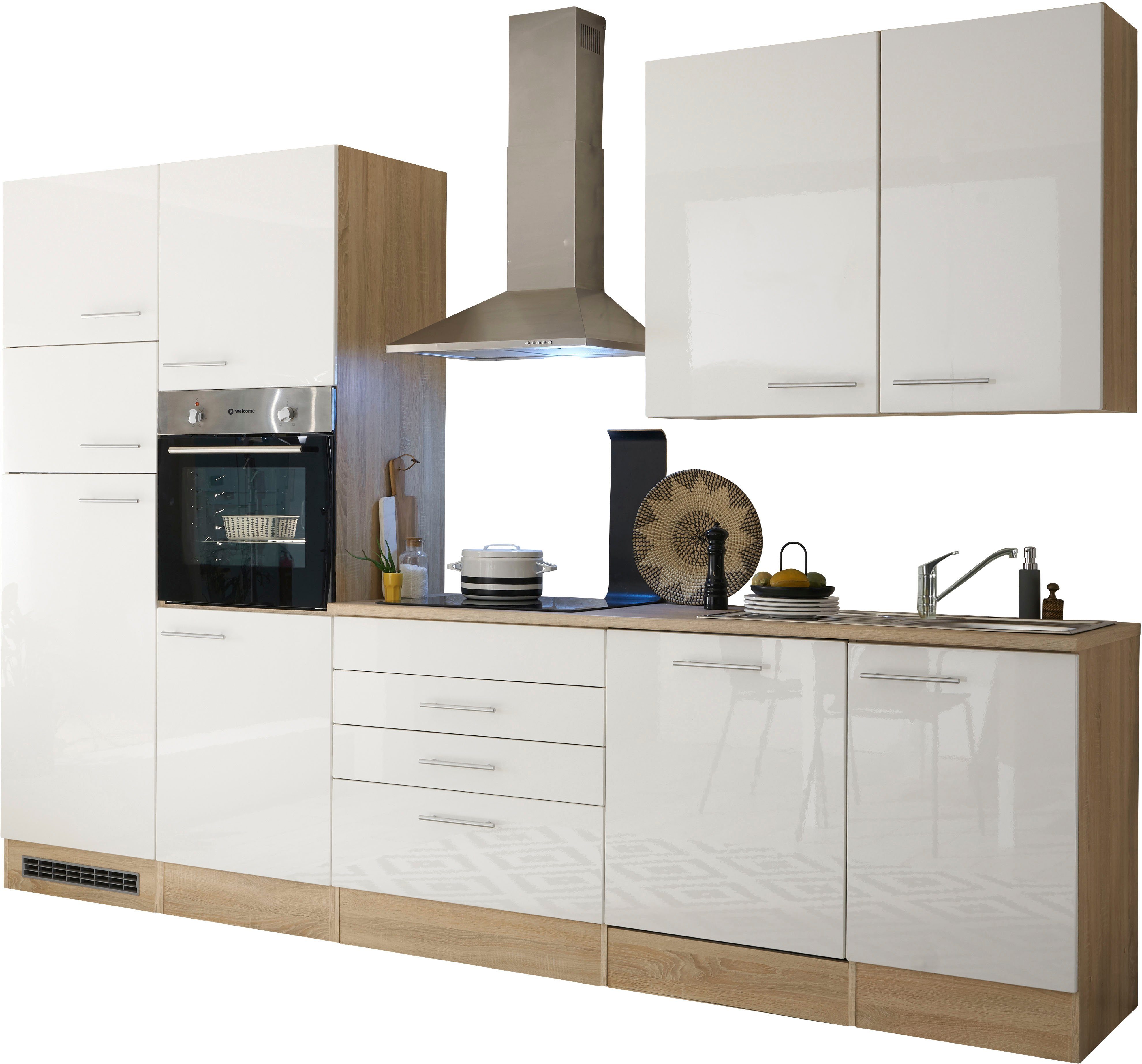 BASIC by Balculina Küche Laurel, Breite 310 cm, mit E-Geräten