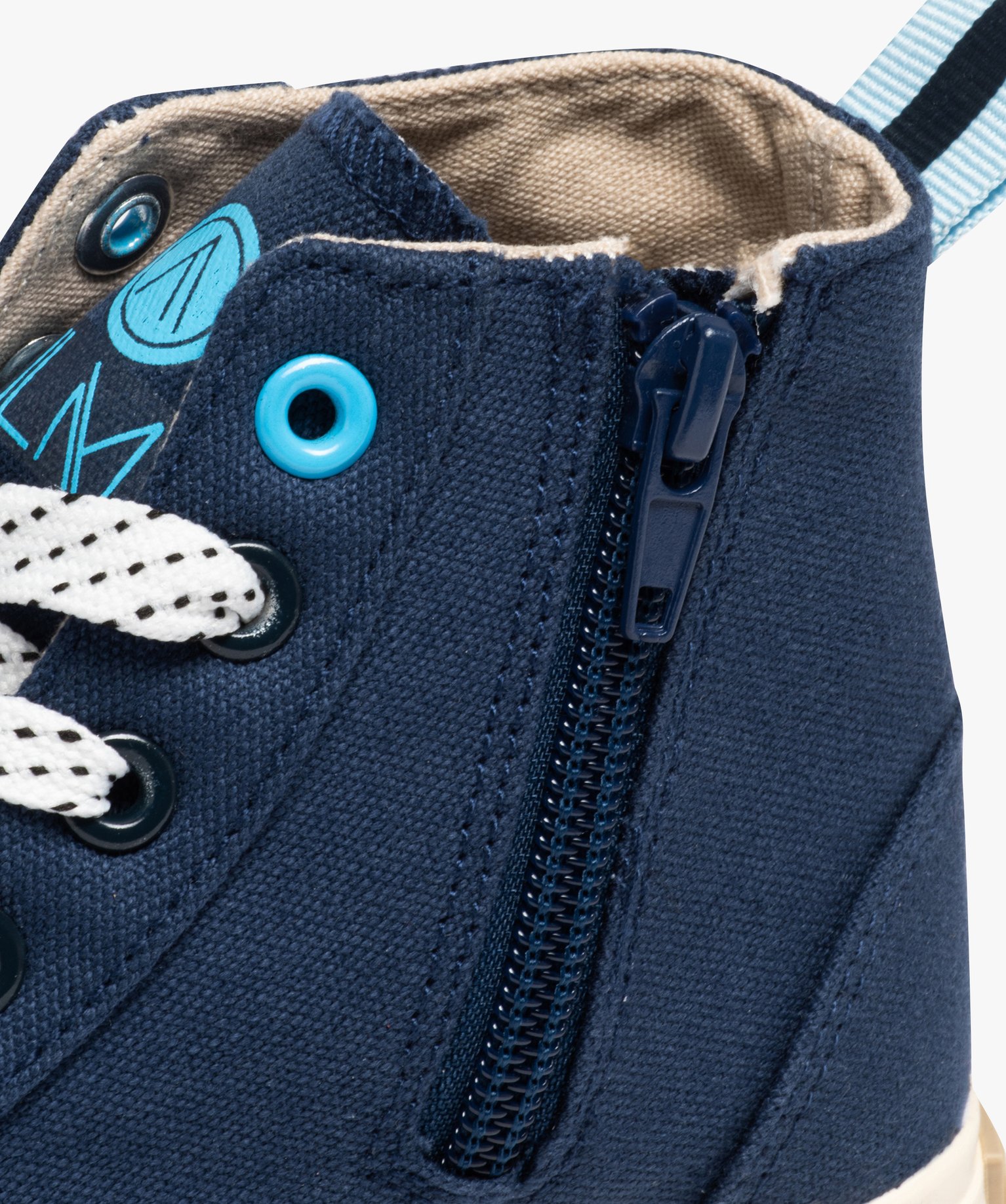 Baskets Garçon montantes en toile et à zip - Alma Planète marine | GEMO