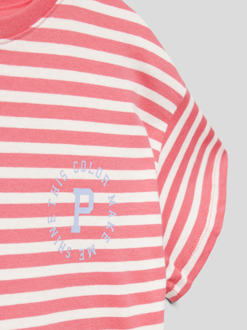 T-Shirt mit Streifenmuster Modell 'fresh' in apricot