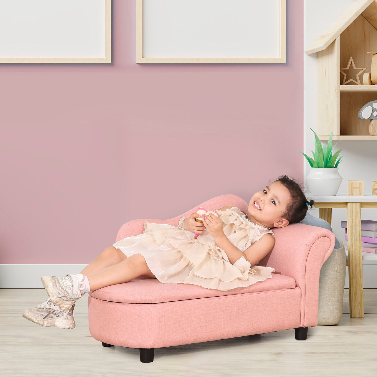 HOMCOM Kindersessel, Kindercouch, Kindersofa mit Stauraum für Kinder 3-5 Jahre