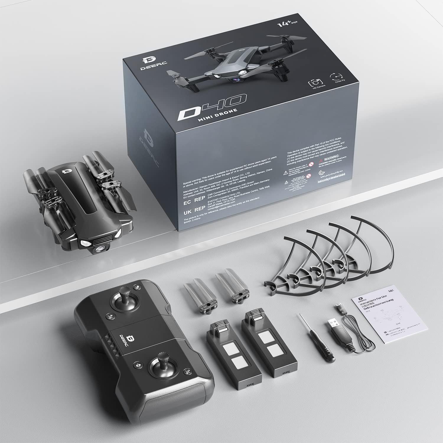 DEERC mit Kamera für Kinder, D40 RC Faltbare Mini Drohnen mit FPV WiFi Drohne (1080P HD, mit Lange Flugzeit,komplettset Spielzeug Geschenk für Jungen Anfänger)
