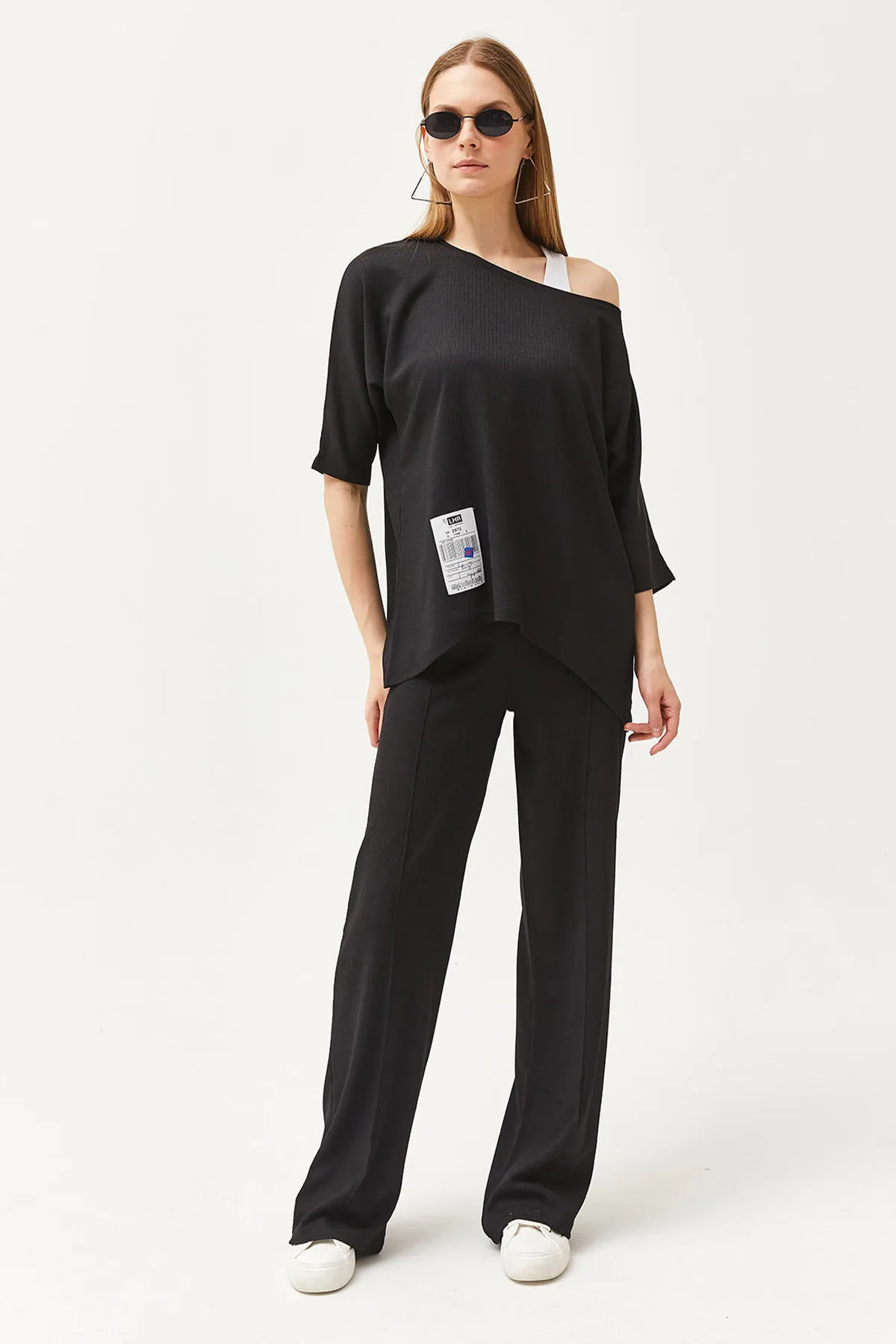 Olalook  Schwarzes Athlete-Bluse-Hosen-3-teiliges Set für Damen TKM-19000272