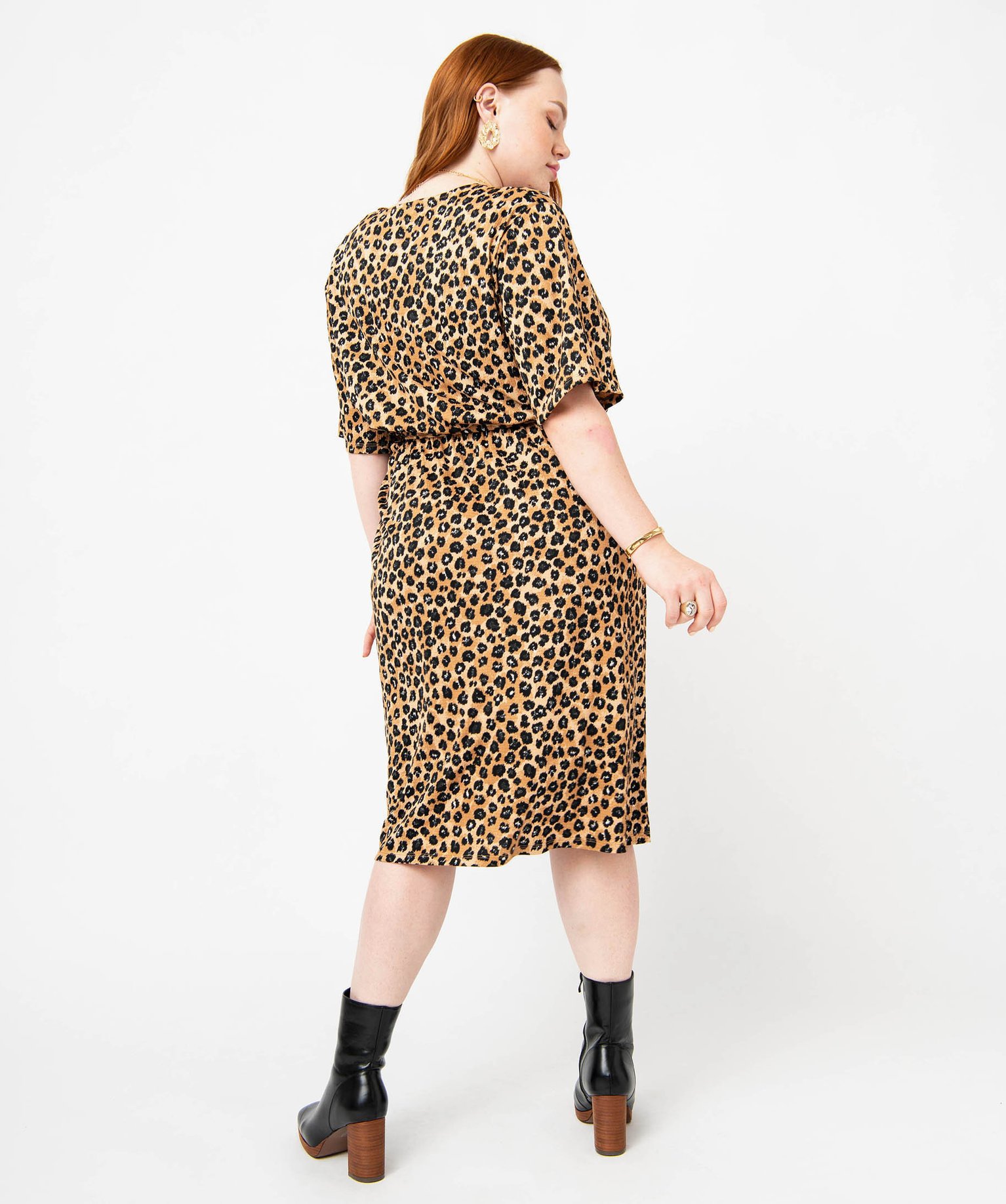 Robe imprimée à manches courtes femme grande taille imprime | GEMO