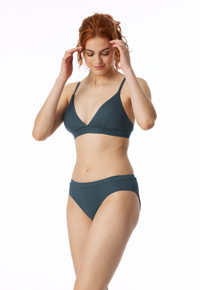 Soft-BH Doppelripp herausnehmbare Pads jeansblau - Pure Rib