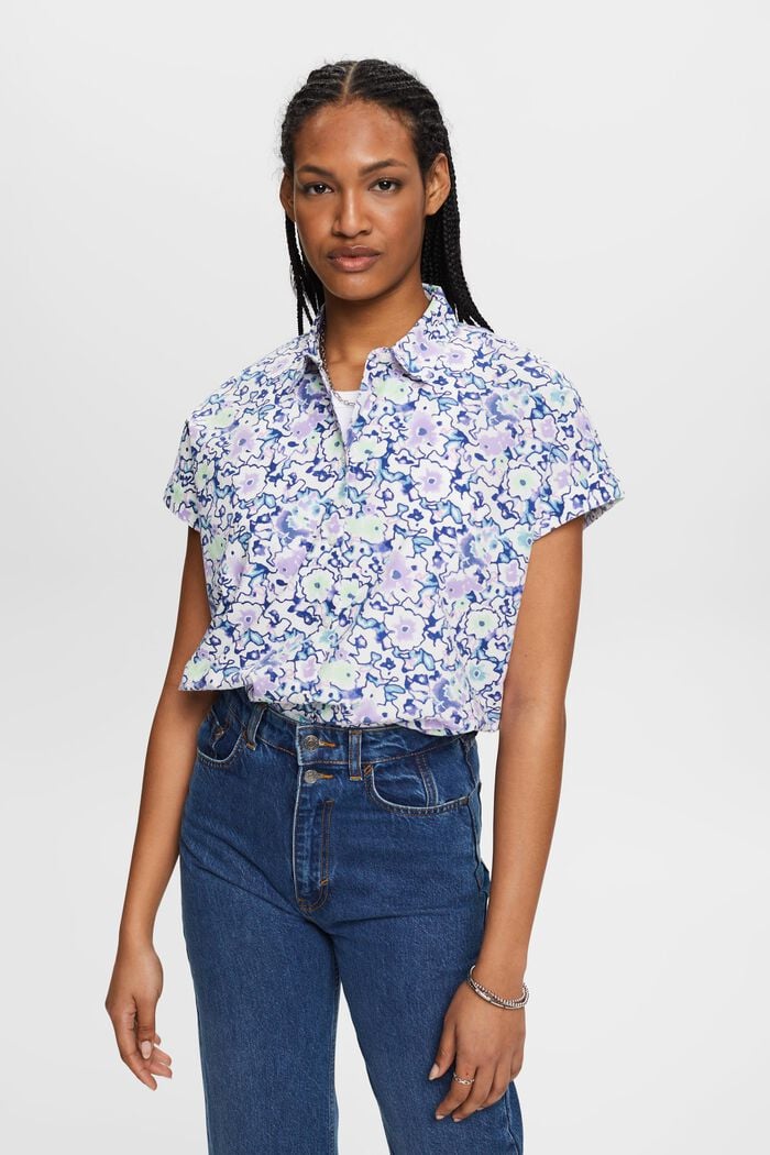 Baumwollbluse mit Blumen-Print