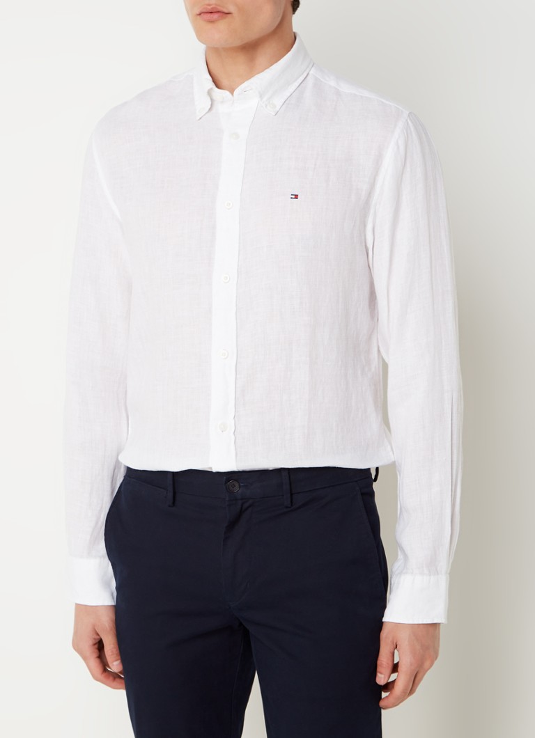 Lanena srajca regular fit z vezenim logotipom Tommy Hilfiger