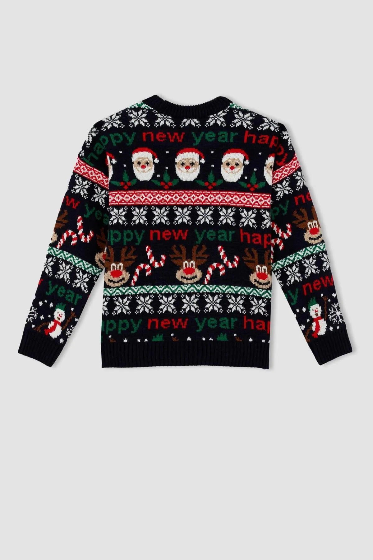 DeFacto  Mädchenpullover mit Rundhalsausschnitt und Neujahrsmotiv