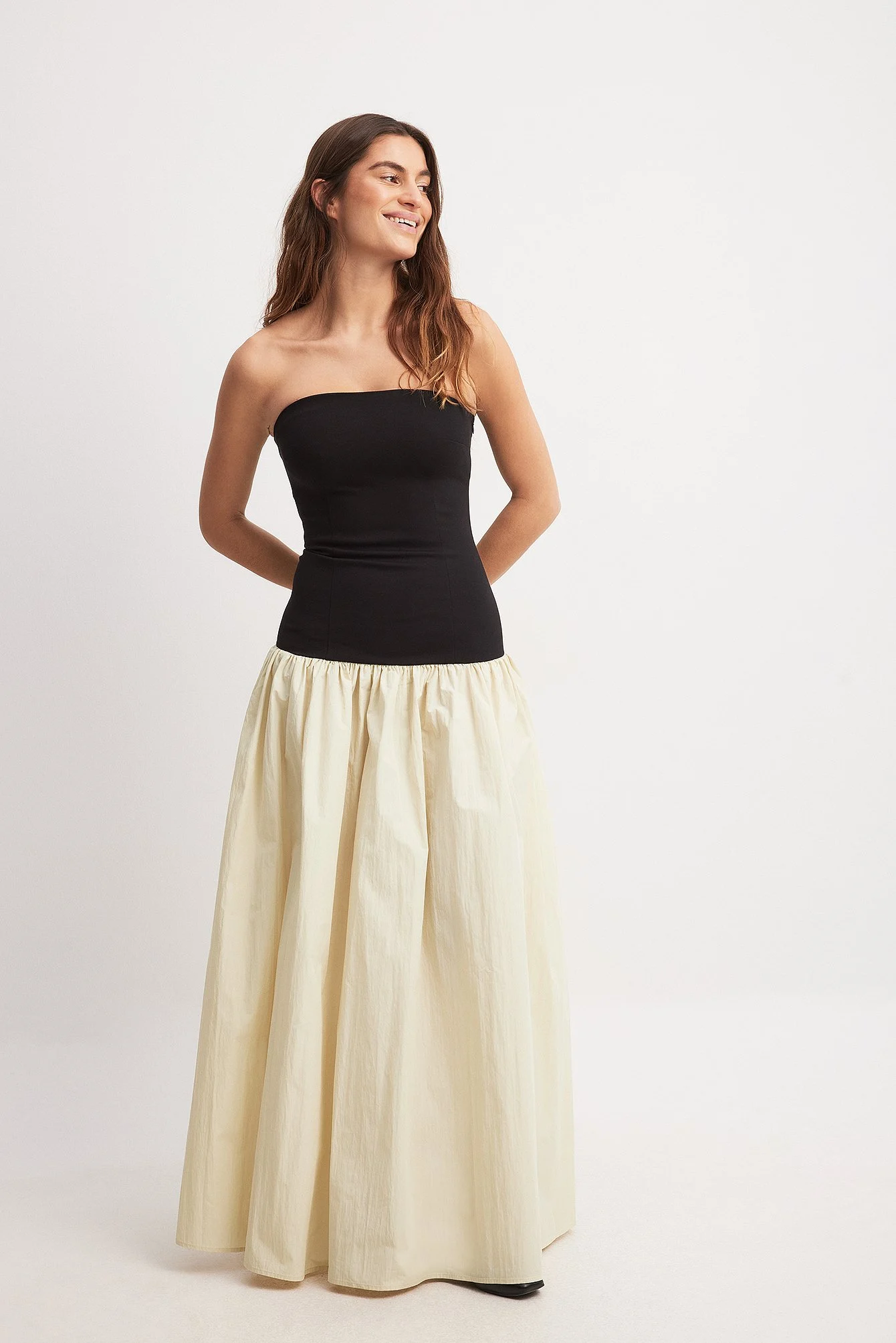 Ärmelloses Maxikleid aus Jersey-Popeline