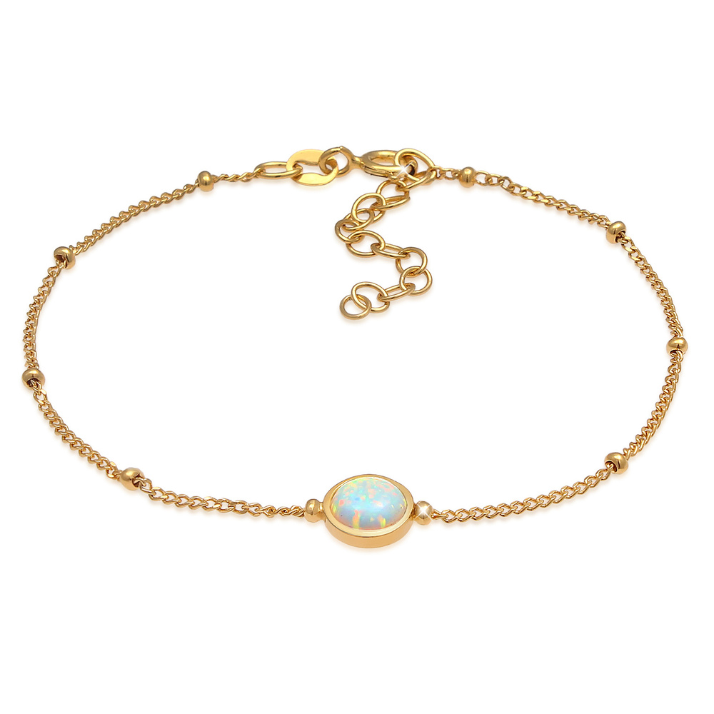 Elli Elli Bracelet Chaîne de boules pour dames élégante avec opale synthétique en arge Bracelet