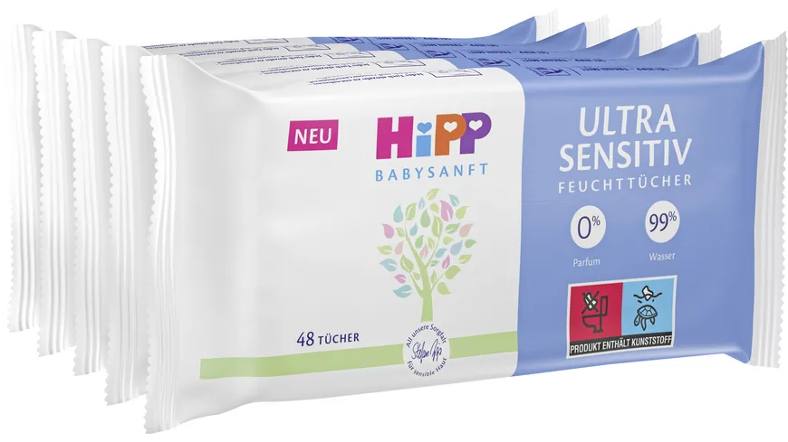 HIPP Babysanft Ultra Sensitiv Feuchttücher 5er Vorteilspack