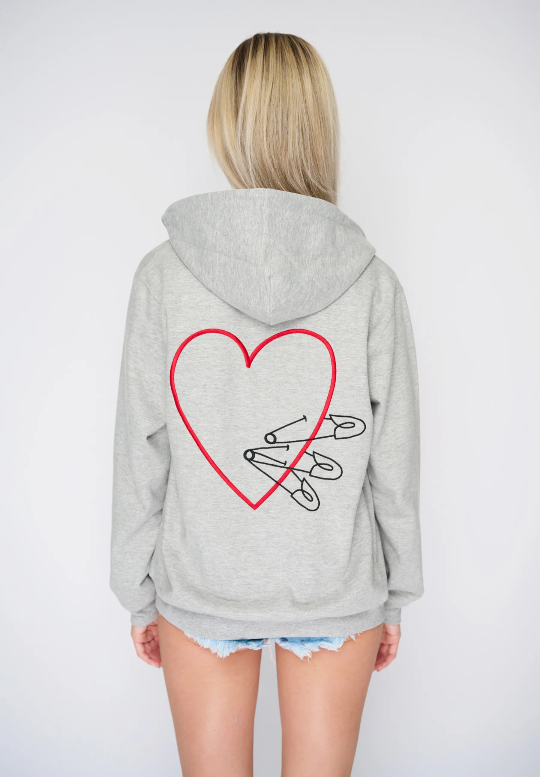 Mira Paris Sudadera con cremallera y bordado en la espalda de alfileres unisex