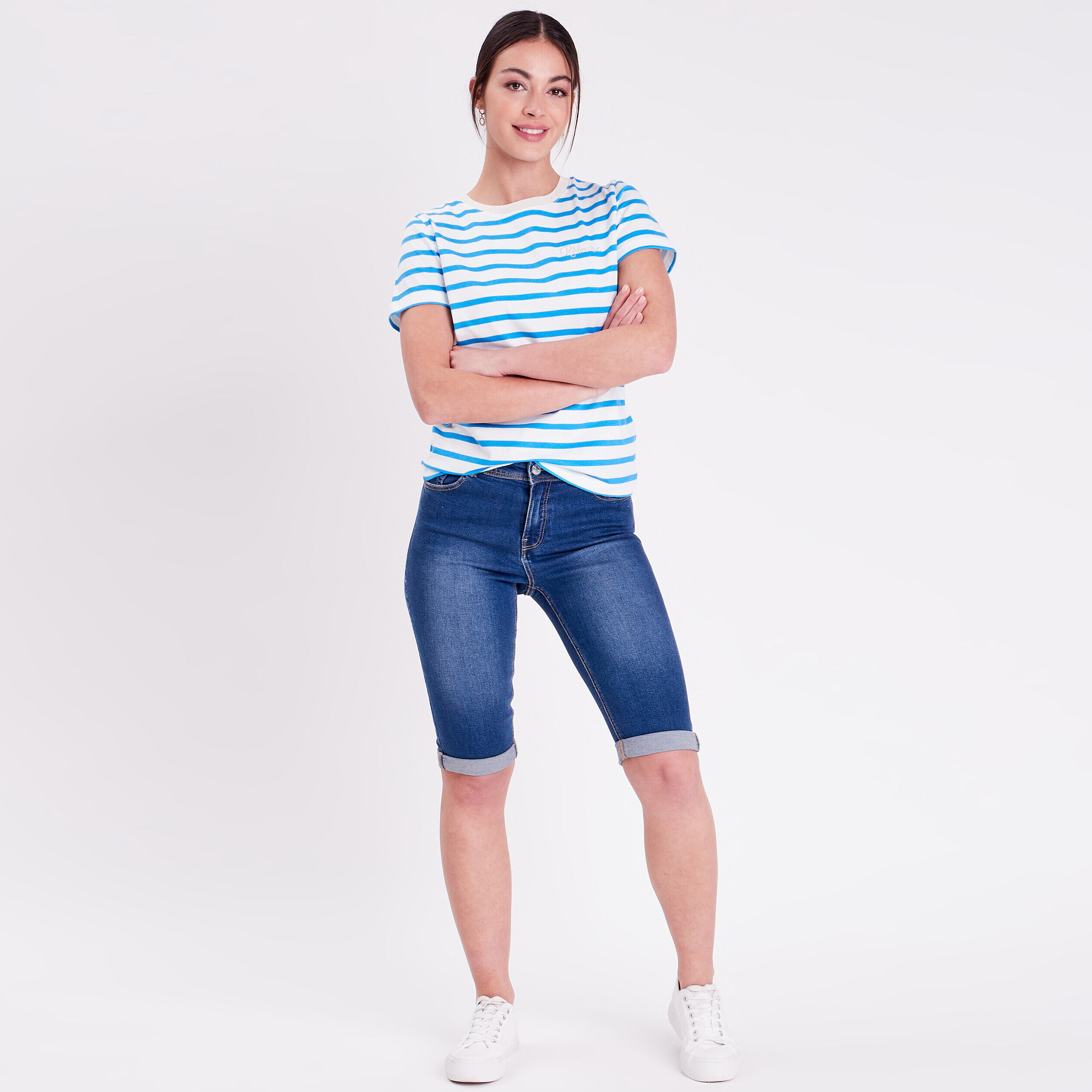 T-shirt manches courtes bleu femme | Cache Cache