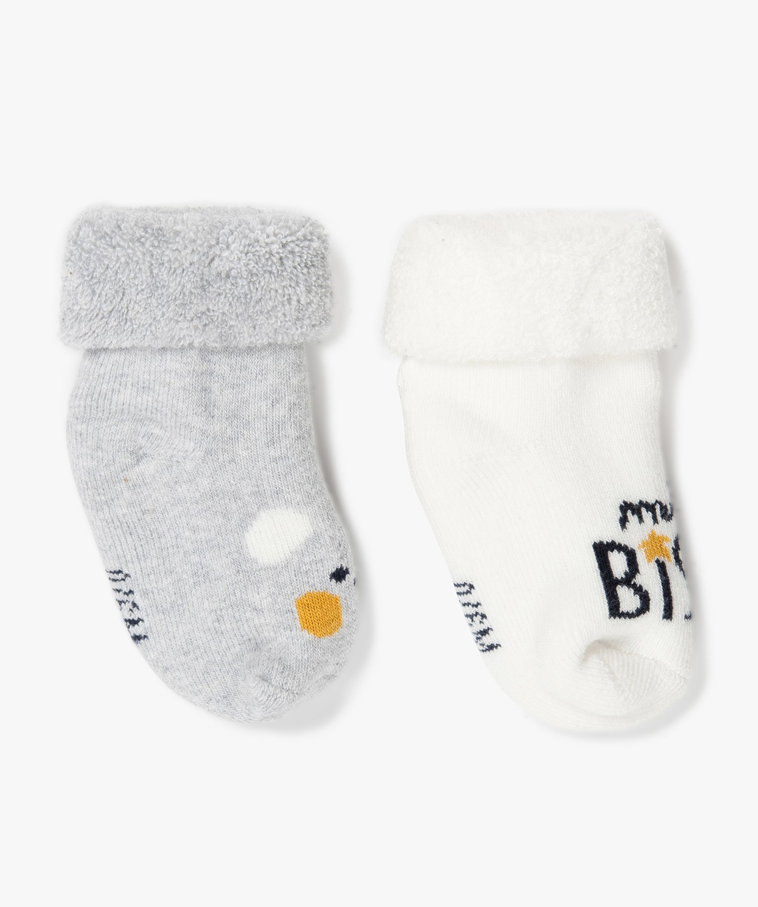 Chaussettes bébé en maille bouclette (lot de 2) ecru | GEMO