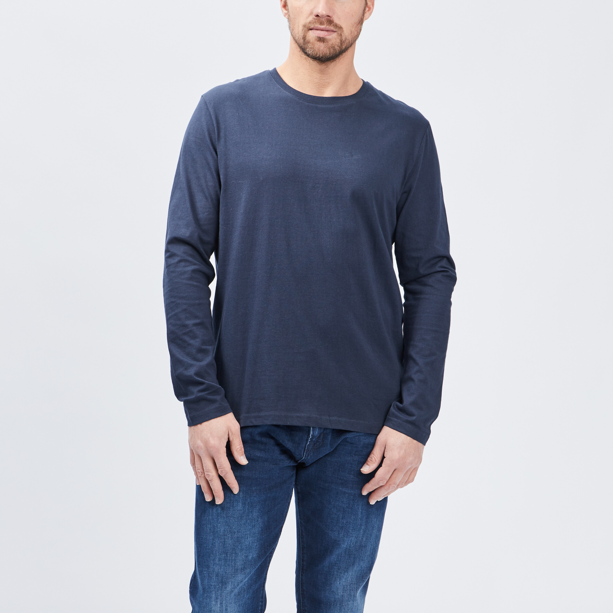T-shirt manches longues bleu marine homme | La Halle