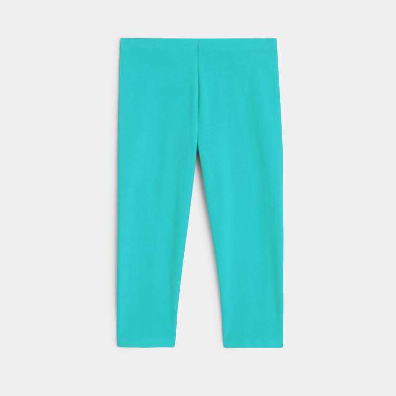 Leggings courts unis bleu fille