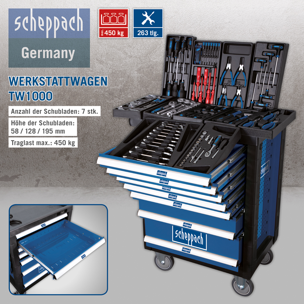 Scheppach Werkstattwagen TW1000 263 tlg.