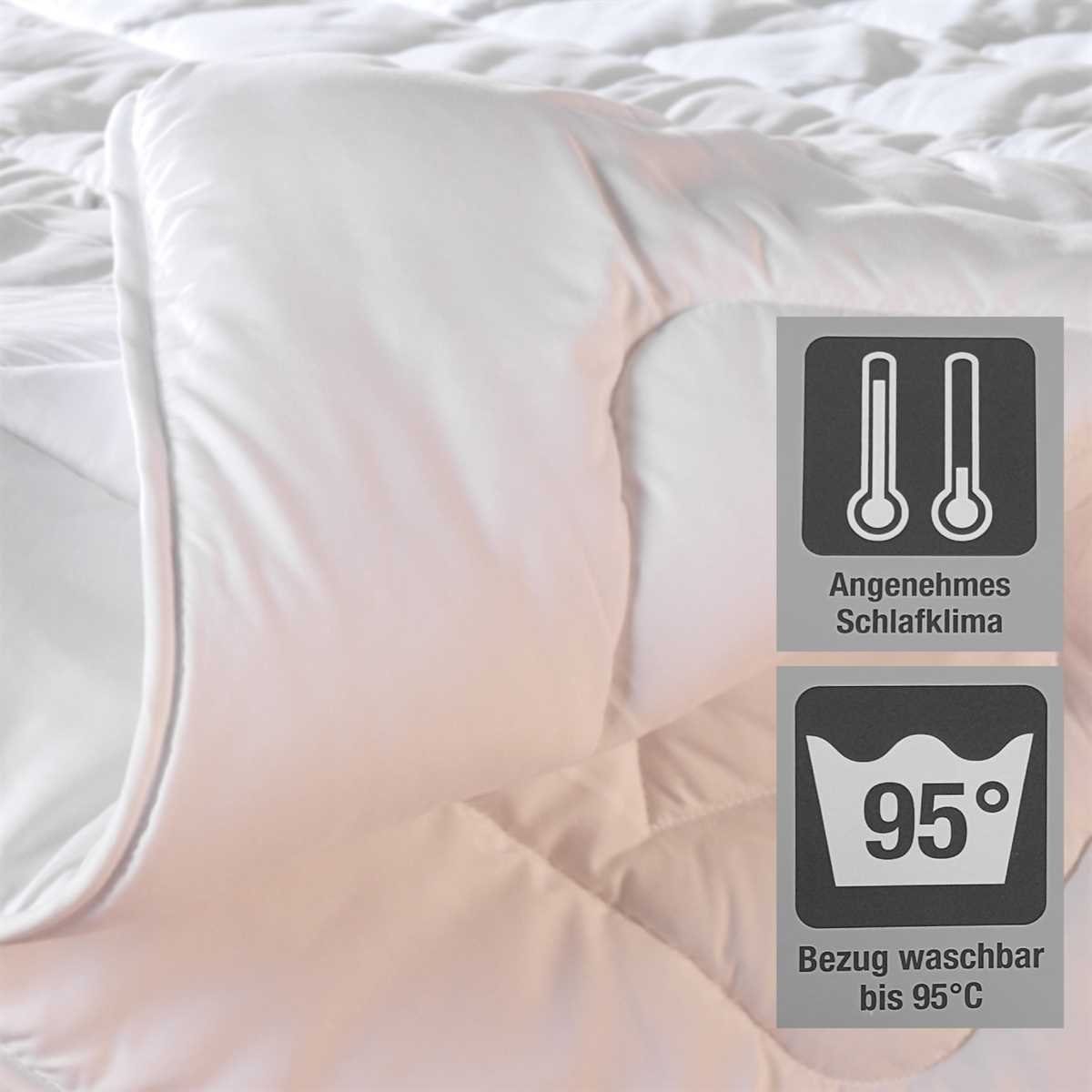 4-Jahreszeitenbett, Steppbett, Bestlivings, Füllung: Klimafaser (100% Polyester), Bettdecke 135x200cm, Allergiker geeignet - waschbar bei 95°C