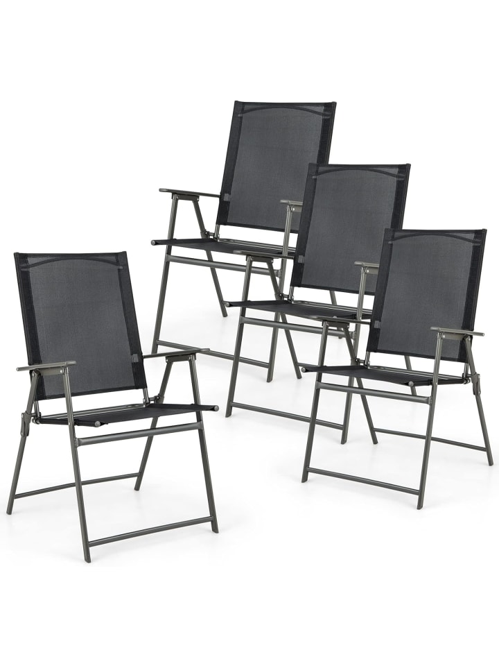 COSTWAY 4er Set Gartenstühle in Schwarz günstig kaufen onesize