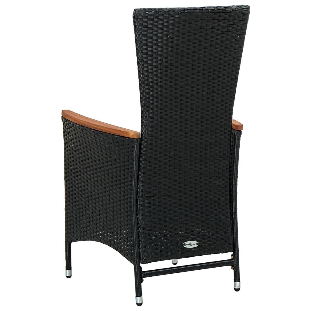 vidaXL Garten-Essgruppe 7-tlg. Garten-Essgruppe Poly Rattan Akazienholz Schwarz, (7-tlg)