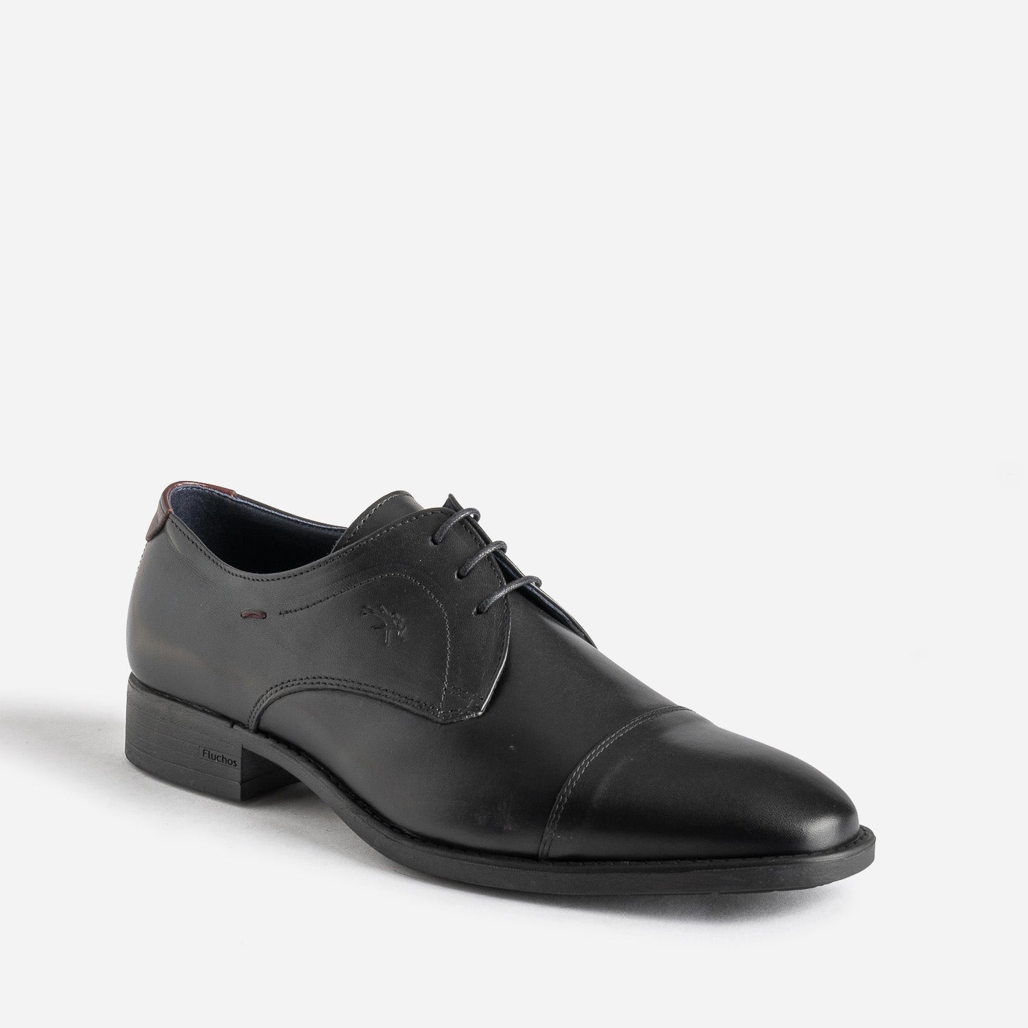 Derby FLUCHOS noir cuir bout Molière