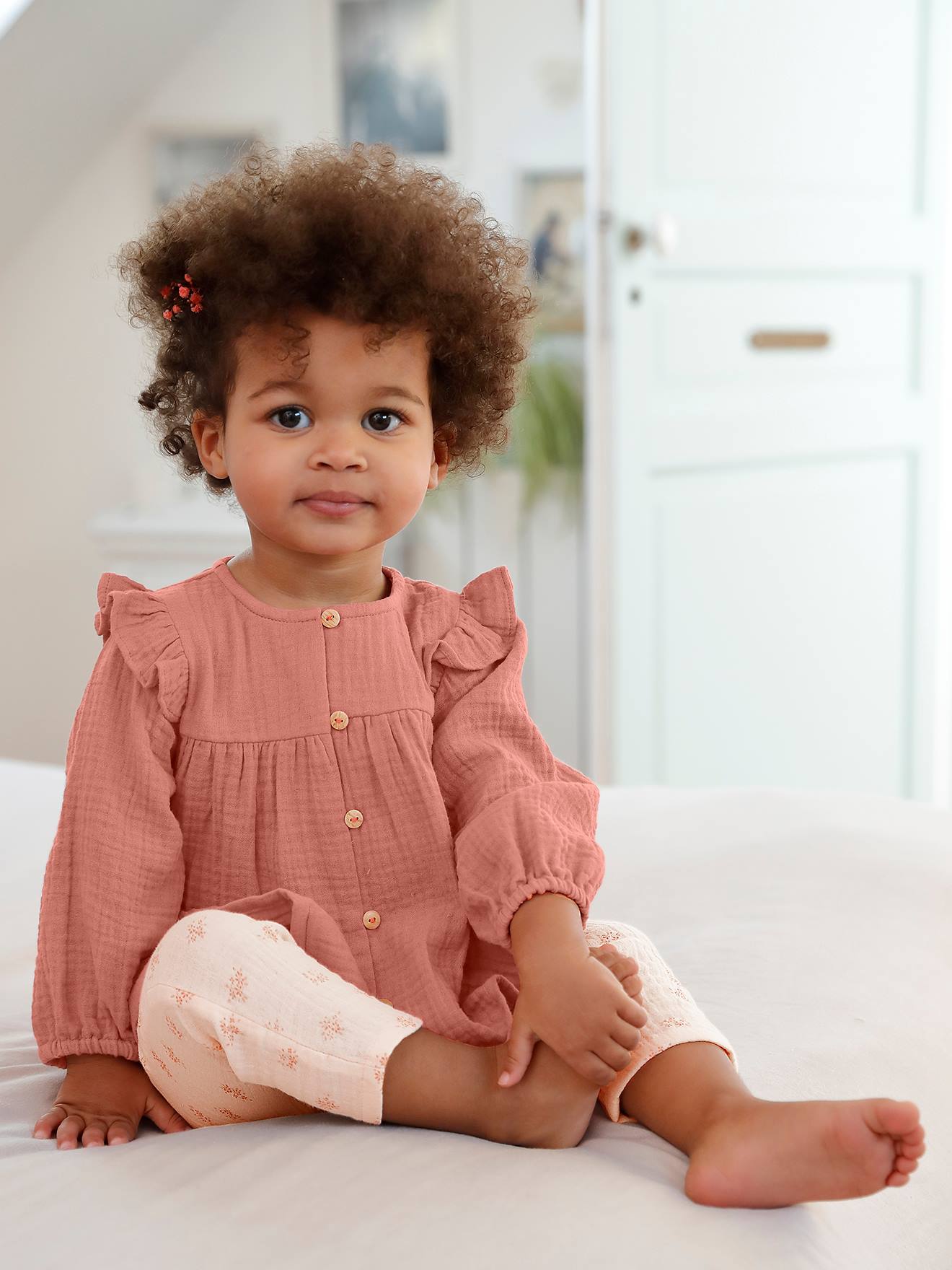 Vertbaudet Mädchen Baby Volant-Bluse - eisblau