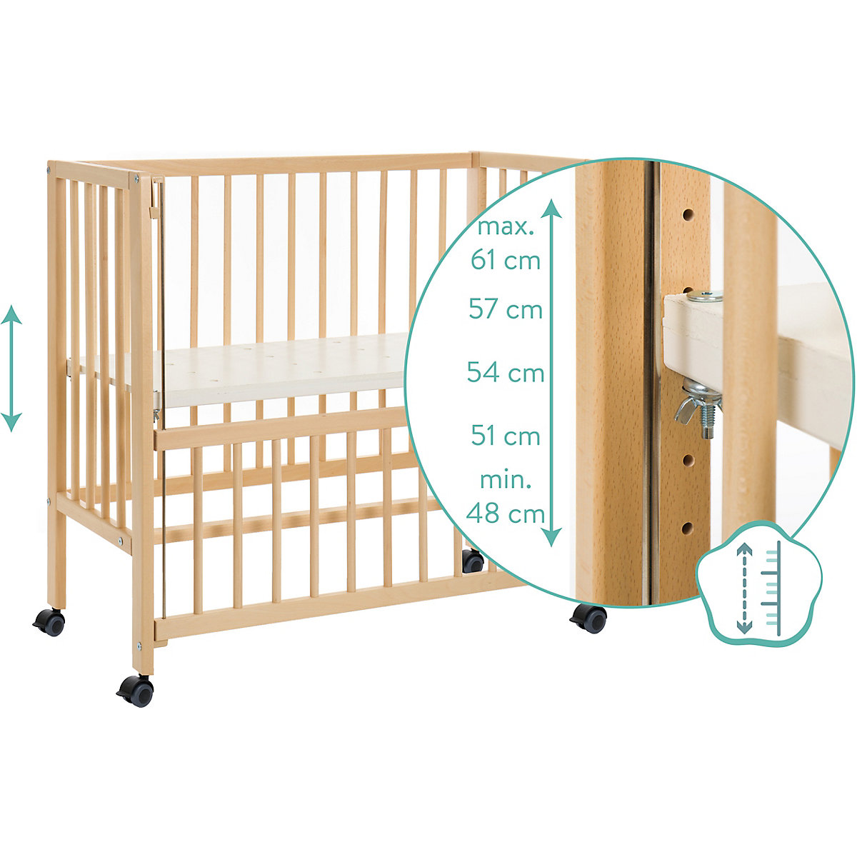 Beistellbett Cocon, natur, 45 x 95 cm