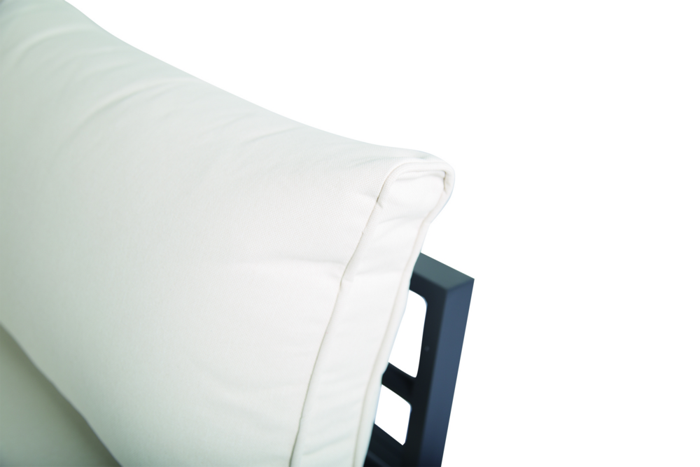 Never Indoor Aluminium Eckloungeset 14 tlg. mit Tischablage & Polsterkissen schwarz / creme