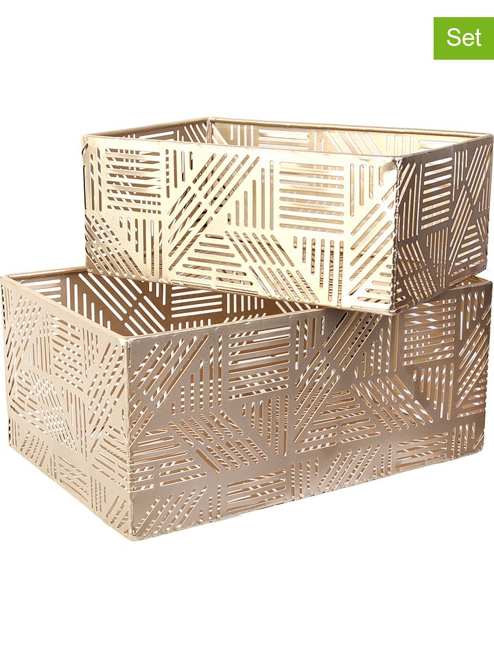 Rétro Chic 2er-Set: Aufbewahrungskörbe in Gold günstig kaufen onesize