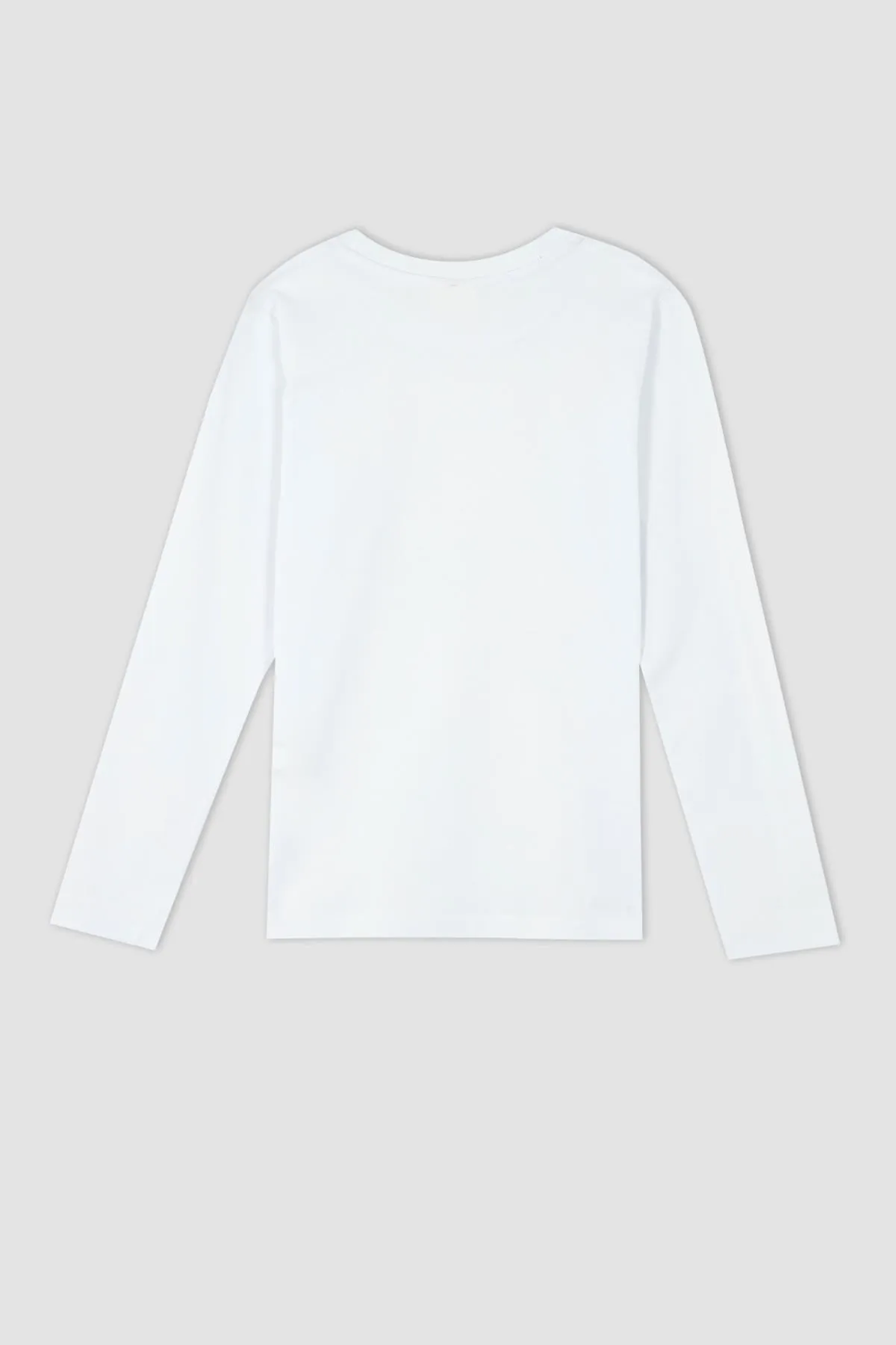 DeFacto  Weißes, langärmliges Schul-T-Shirt mit Rundhalsausschnitt für Jungen