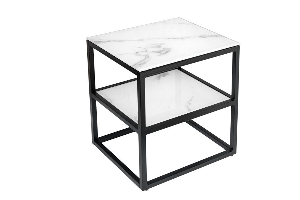 riess-ambiente Beistelltisch BOUTIQUE 45cm weiß / schwarz (Einzelartikel, 1-St), Wohnzimmer · Kristallglas · Metall · eckig · Marmor-Dekor · Barock